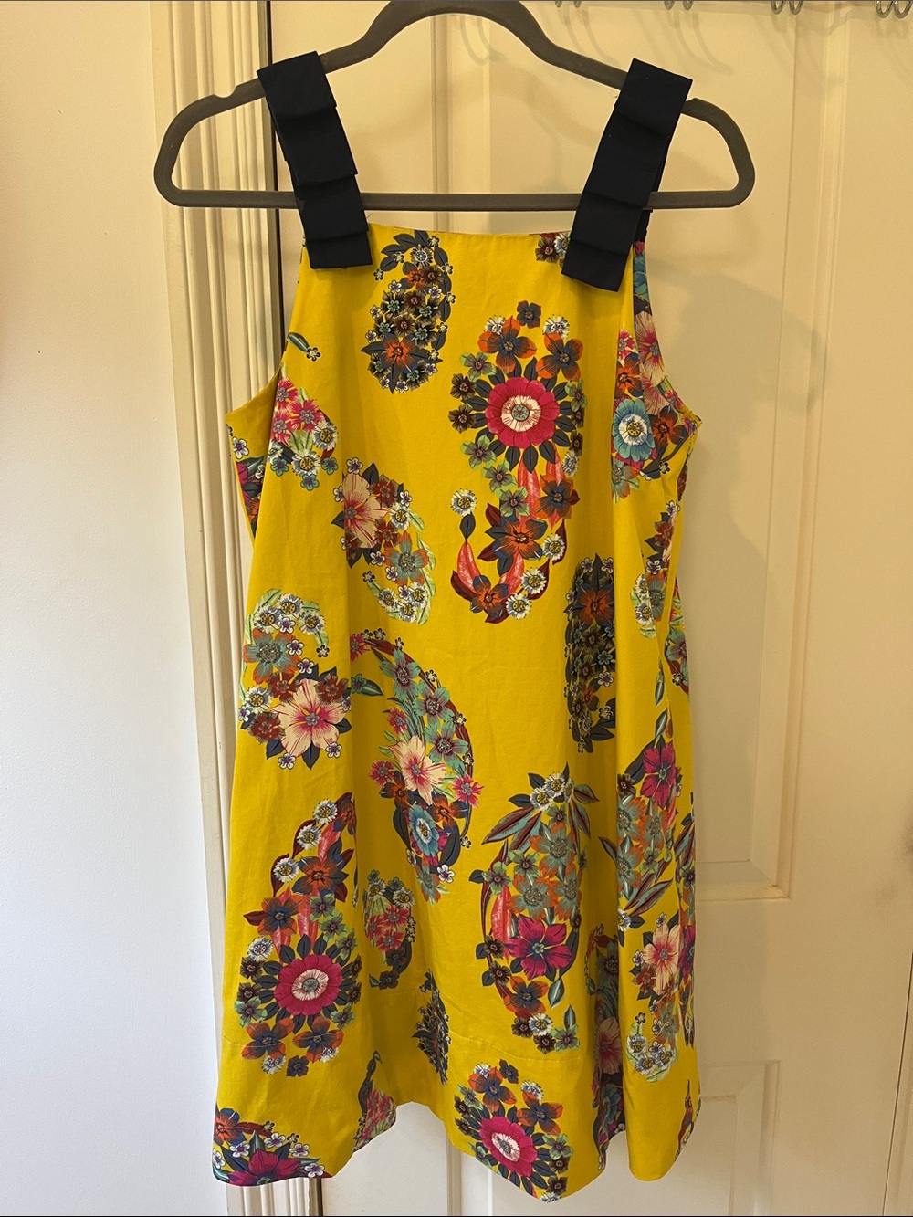 Mauve Yellow Floral Sundress with Navy Straps
